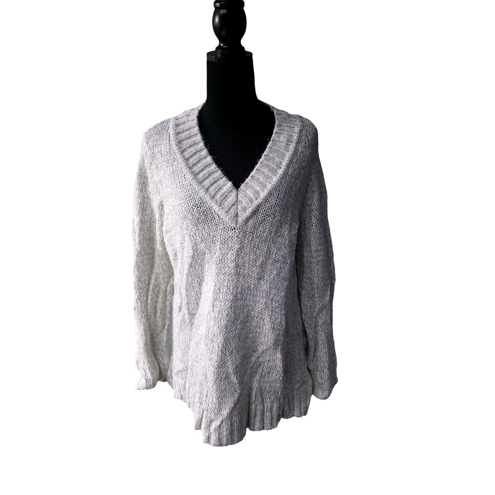 Chaps by Ralph Lauren V Neck Knit‎ Sweater Light Gray Long Sleeve Sz XL A3